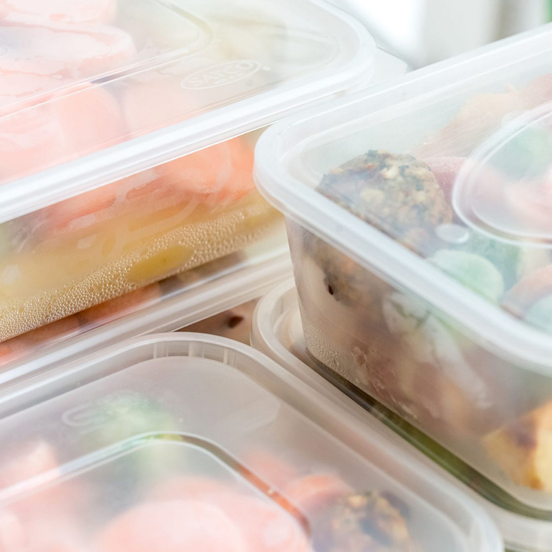 Meal Prepping for Seniors stacked containers as homecare service