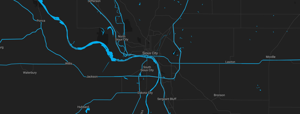 Map of Siouxland Area in Iowa, Nebraska and South Dakota