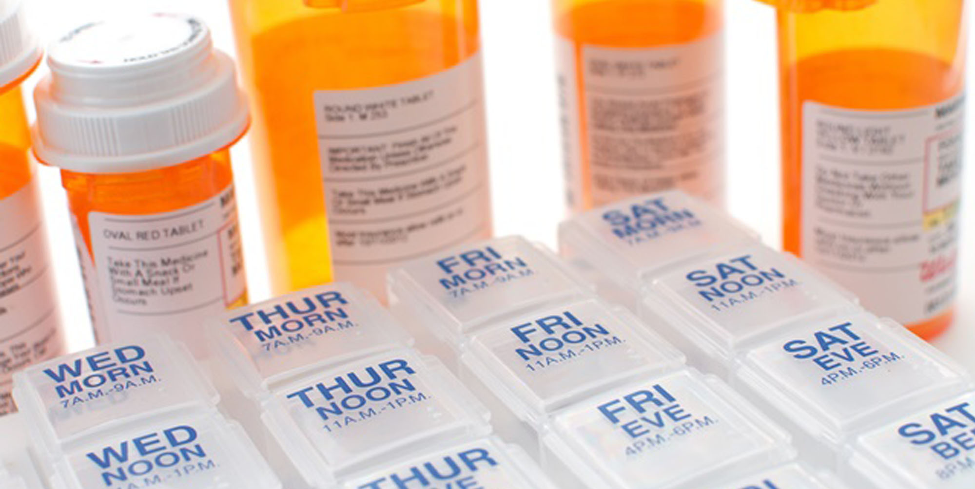 Medication dispenser and organized pill bottles