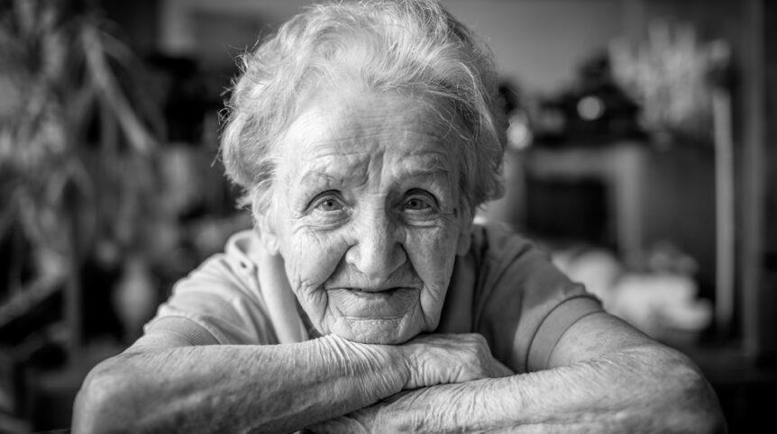 Happy elderly woman in home care sioux city iowa